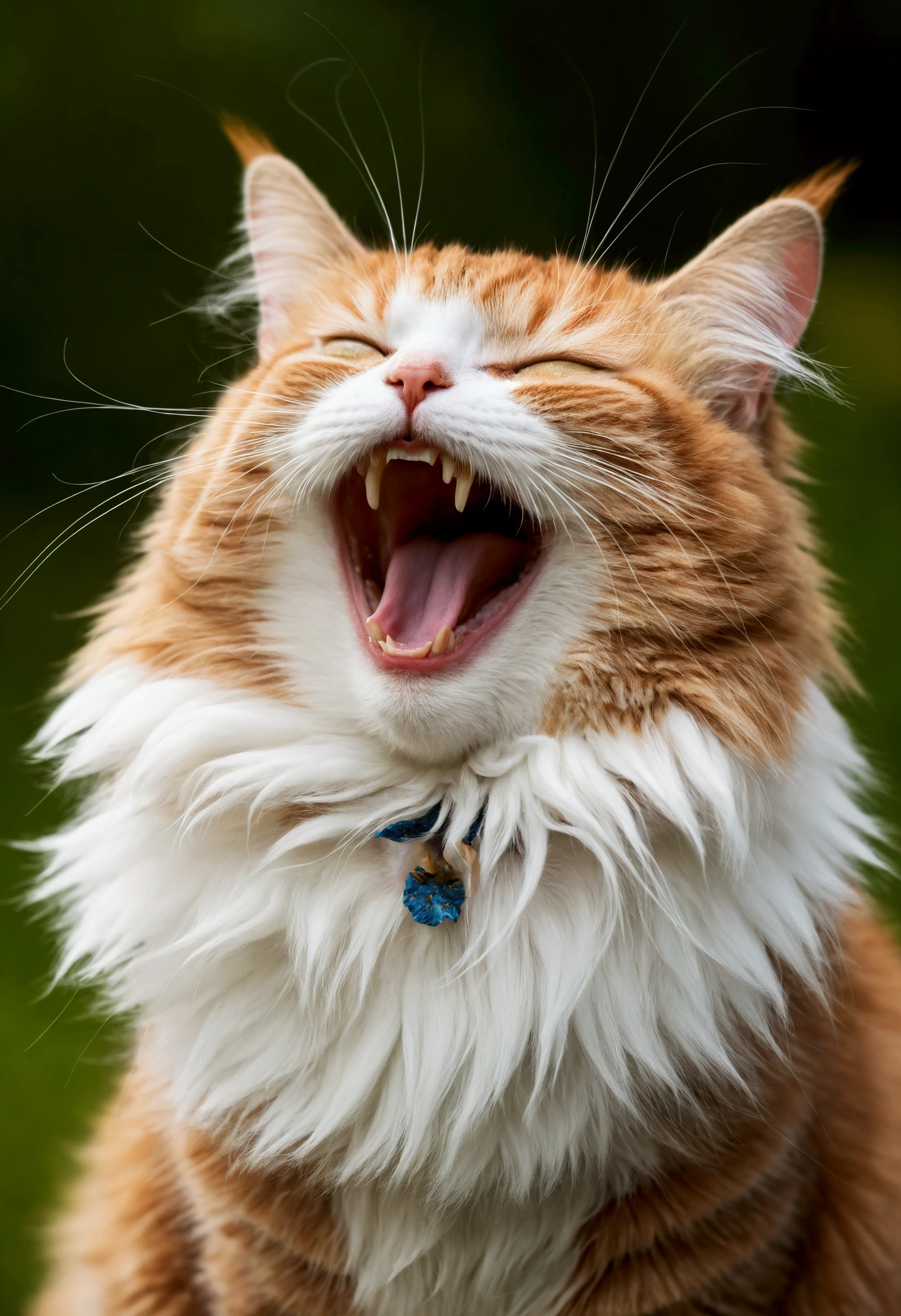Fluffy cat laughing out loud,cute