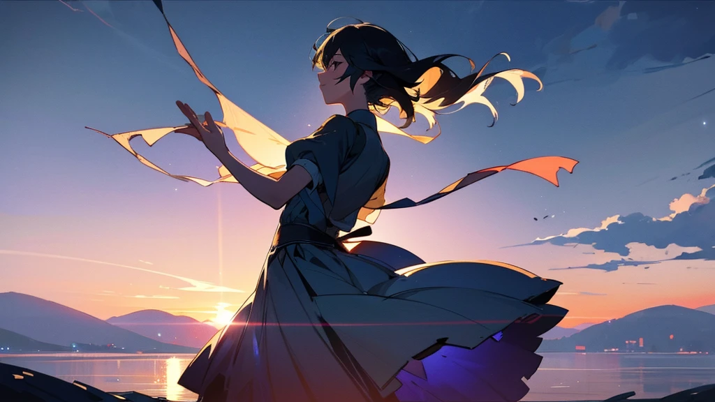 In the silence of the night、I drew a dancing silhouette in the gentle moonlight、Fantastic and romantic scenery。