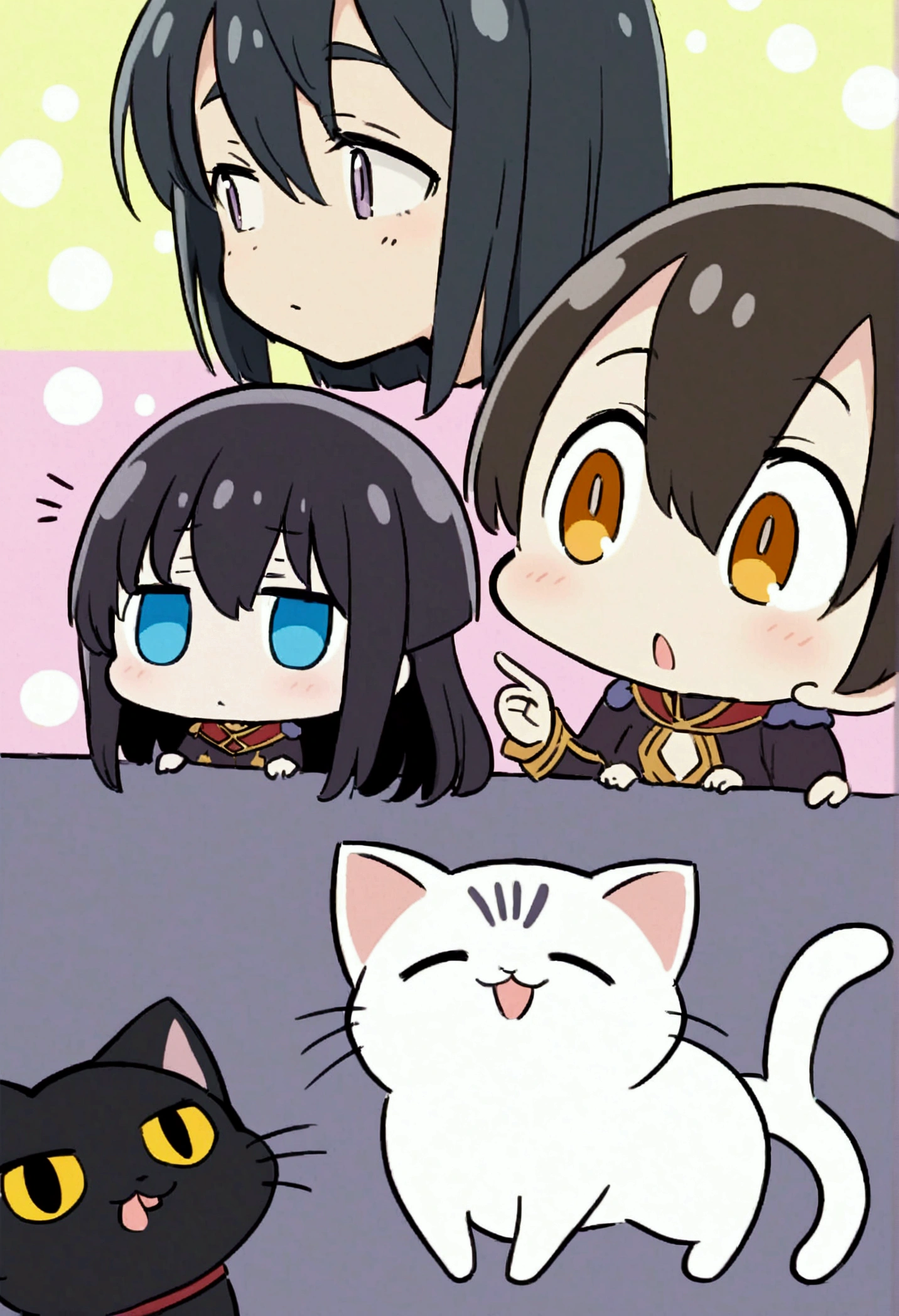 黒Cat、Big eyes、cute、character、まるまる太ったCat、The hair is thick、anime、Cat、全て黒いCat