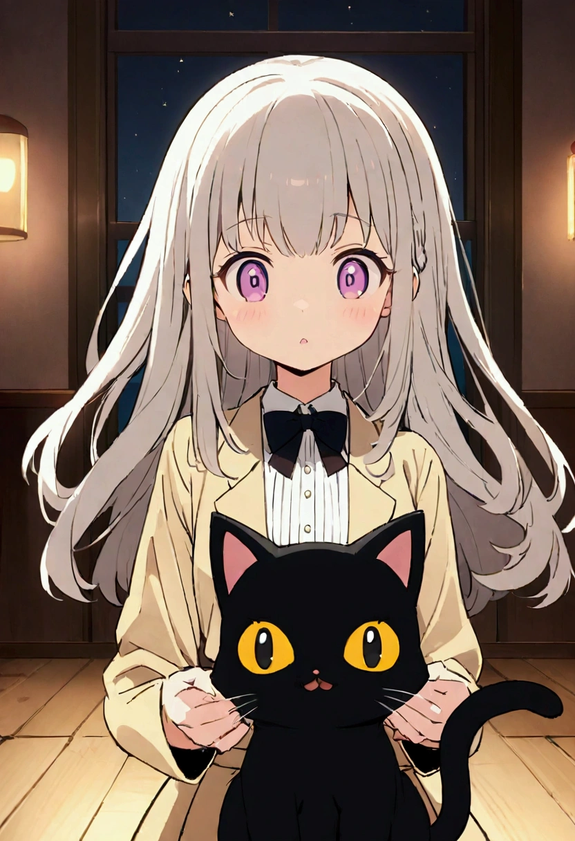 黒Cat、Big eyes、cute、character、まるまる太ったCat、The hair is thick、anime、Cat、全て黒いCat