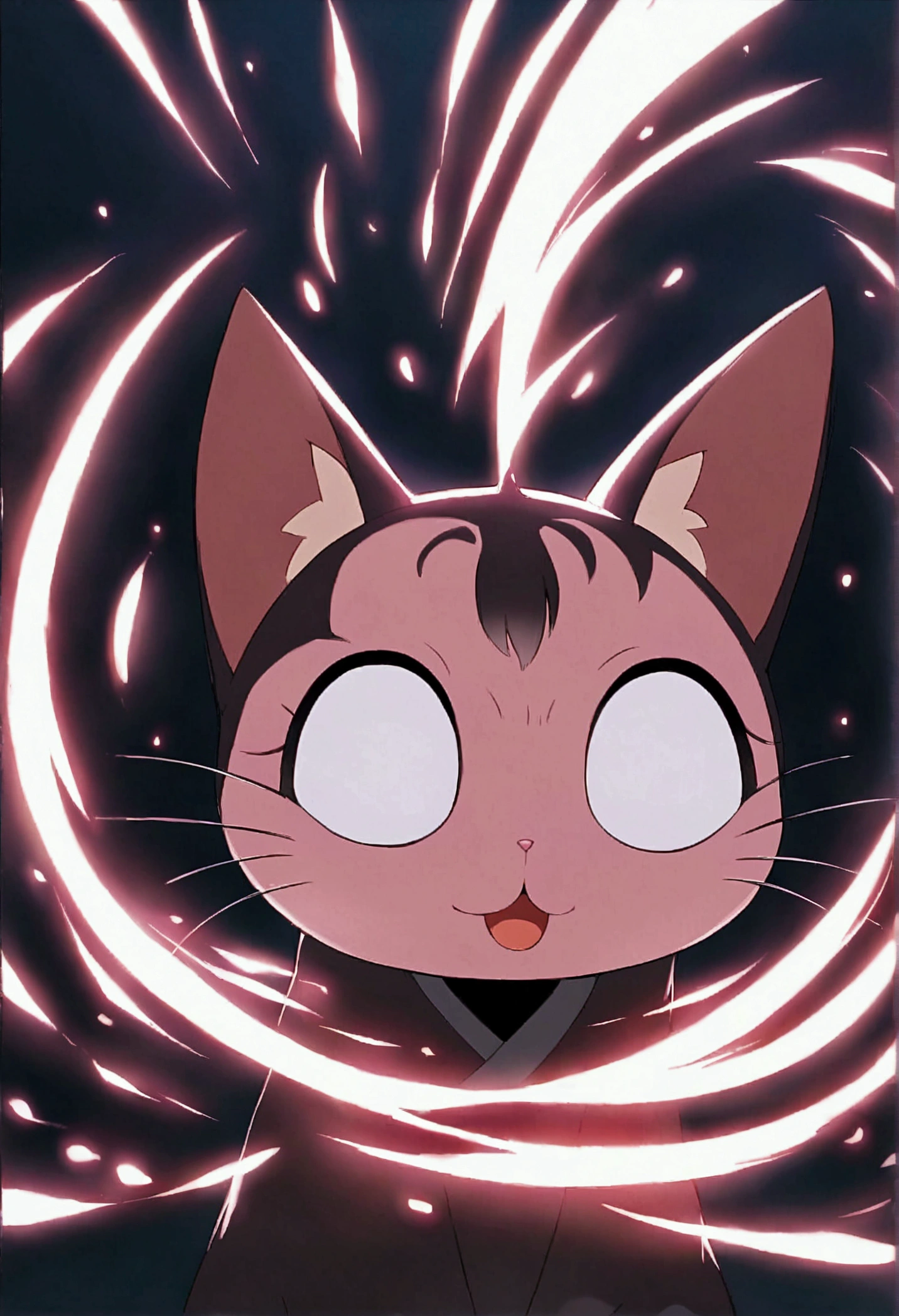 黒Cat、Big eyes、cute、character、まるまる太ったCat、The hair is thick、anime、Cat、全て黒いCat