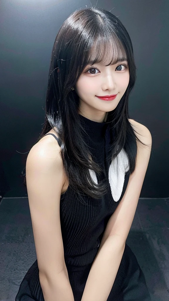 black hair, long hair, tareme, makeup, smile, negative space, tachi-e, 4K, best quality, textured skin, accurate, whole body, One person, sexy, photograph, looking at the camera