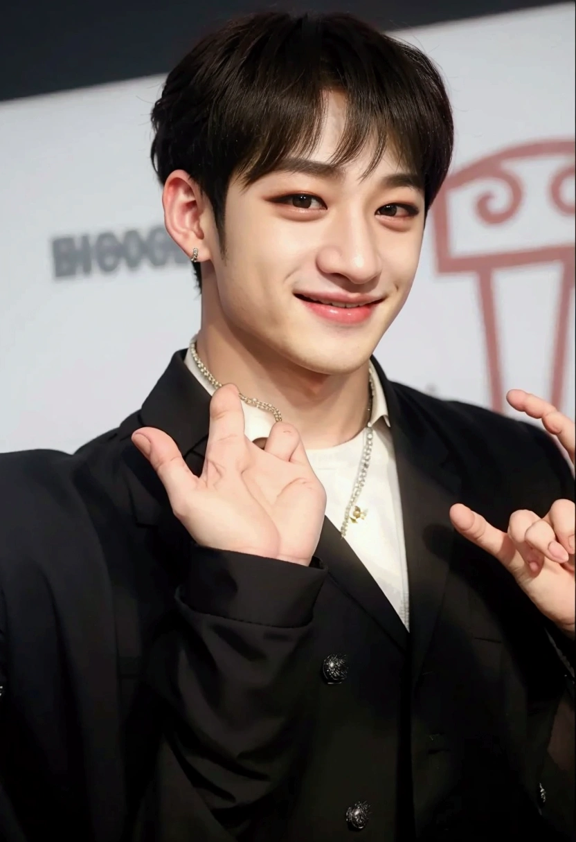 Bangchan face with smile eyes