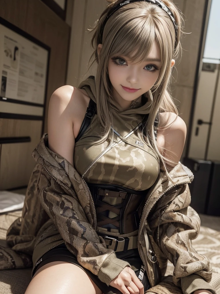 (Smiling with teeth showing:1.3),(Shibuya Gal:1.5)、(Beautiful:1.5)、(Neo-goth fashion:1.5)、(Punk RockVisual Kei:1.5)、(An off-the-shoulder hoodie in khaki and brown with delicate silver accessories.:1.5)、(A corset with a delicate beige and brown design:1.4)、(Dark grey, khaki and brown snakeskin bodysuit:1.nake print headband:1.3)、(Beige and charcoal knee socks:1.4)、Embellished collar and long boots、(I'm selling snake print underwear.:1.4)、(Long eyelashes:1.3)、(28 years old)、((Highest quality、8k、masterpiece:1.3))、1 Female、Slim and beautiful abs:1.3、(hairstyle casual、Beautiful boobs、(Doing an aerobics pose:1.3)、dress:1.1、Super sm face、Narrow eyes、double eyelid、A sloppy smile、Esbian all over、Dynamic Angle、Close-up、CPL Filter、Blurred Background、Bokeh、Blue Hour、Detailed face and skin texture、Detailed eyes、,(Twin tails:1.3)、(Black brown hair:1.3)、Gravure idol、(The background is a glamorous dance hall:1.3)、(Make your legs thinner:1.4)、(Slim body、(clavicle:1.1)