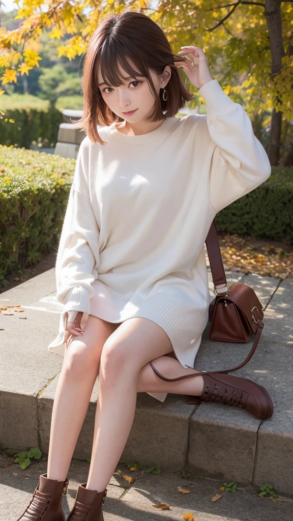 Highest quality、autumn's、autumn leaves、Thighs Thighs Thighs Thighs、Laughter、One Woman、Knee-high boots、Full body ESBIA、