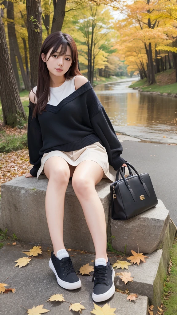 Highest quality、autumn's、autumn leaves、Thighs Thighs Thighs Thighs、Laughter、One Woman、Knee-high boots、Full body ESBIA、