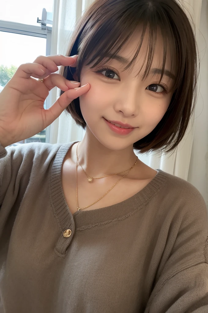 A girl winking、#Hikaru Sanjo、#Kakojo、Forehead Baring、Duck mouth、Long Straight Hair、