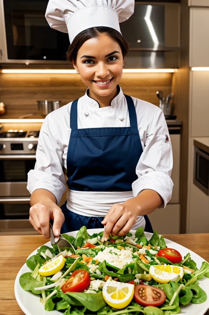 Animated chef with a salad
