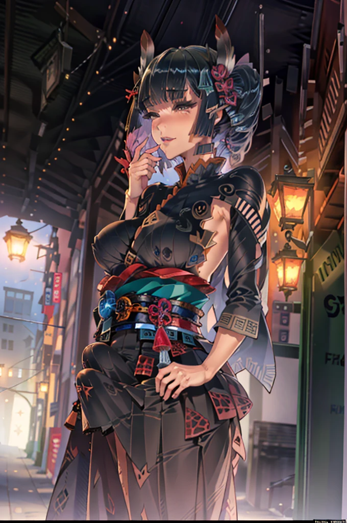 (extremely detailed CG unity 4k wallpaper),(masterpiece),(best quality),(ultra-detailed),(best illustration),(best shadow),(absurdres),(detailed background), skirt, big cloth bulge futanari, Detailed face, Detailed hair, Japanese, Arrogant, Rich, Mansion setting, hime hair cut, black hair, cumshot, Topless, Detailed Breasts, Detailed Penis