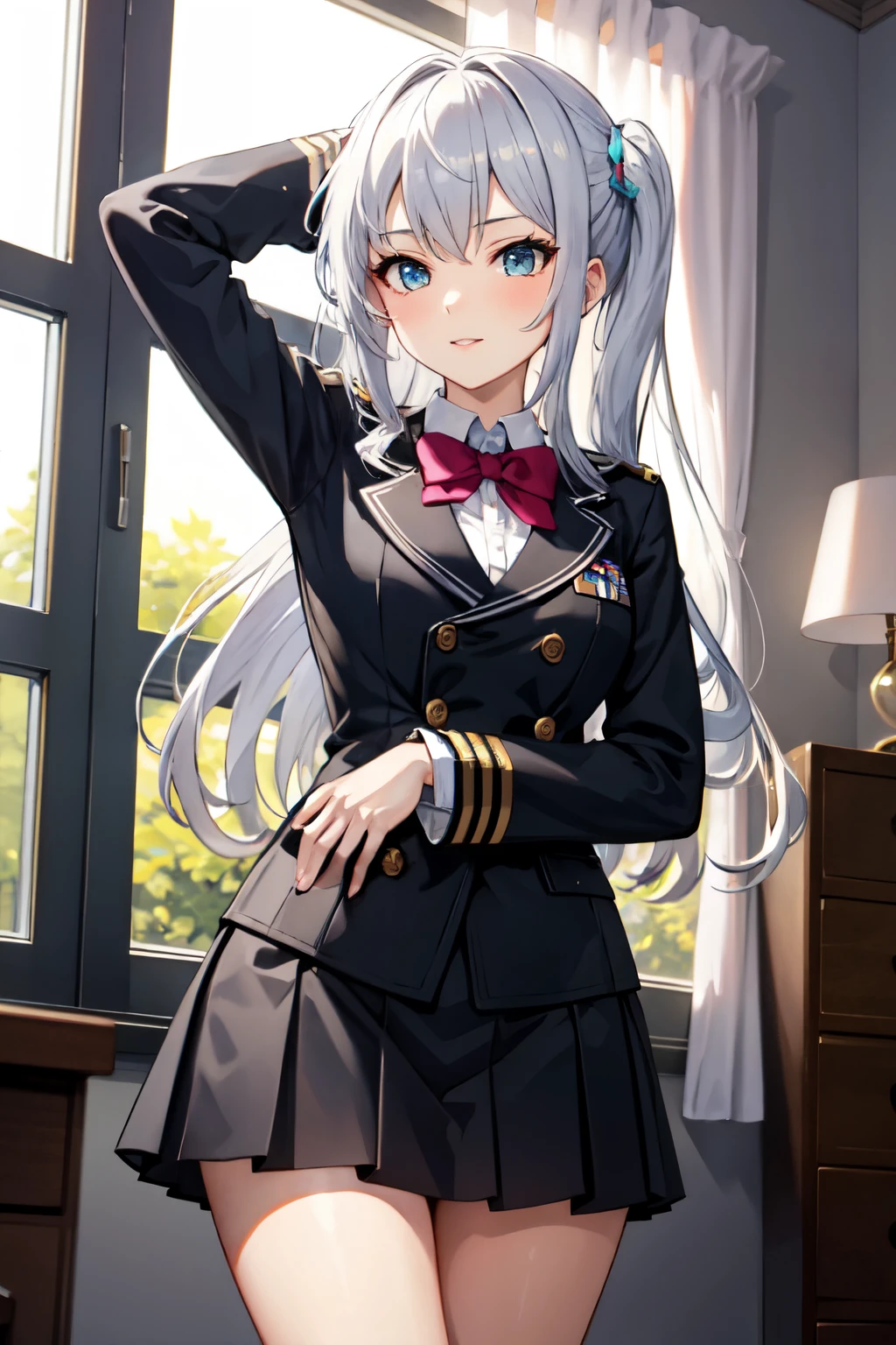 high school girl,Lewd,uniform,Silver Hair