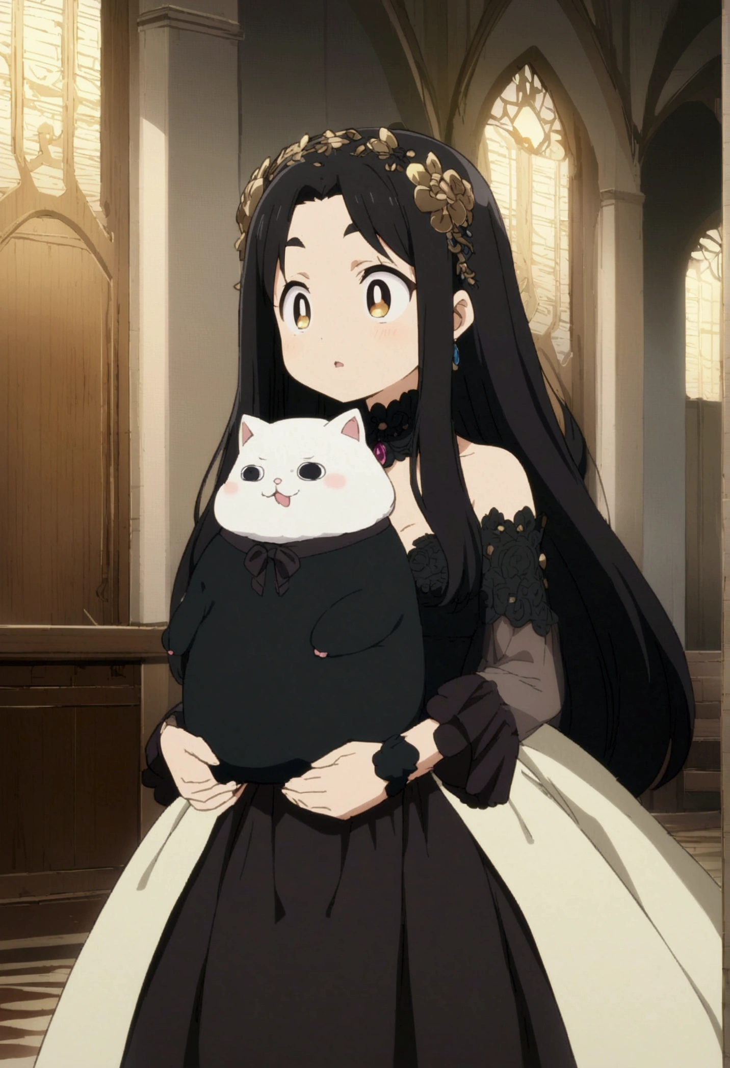 Black cat Big eyes cute character A fat cat、The hair is thick、anime