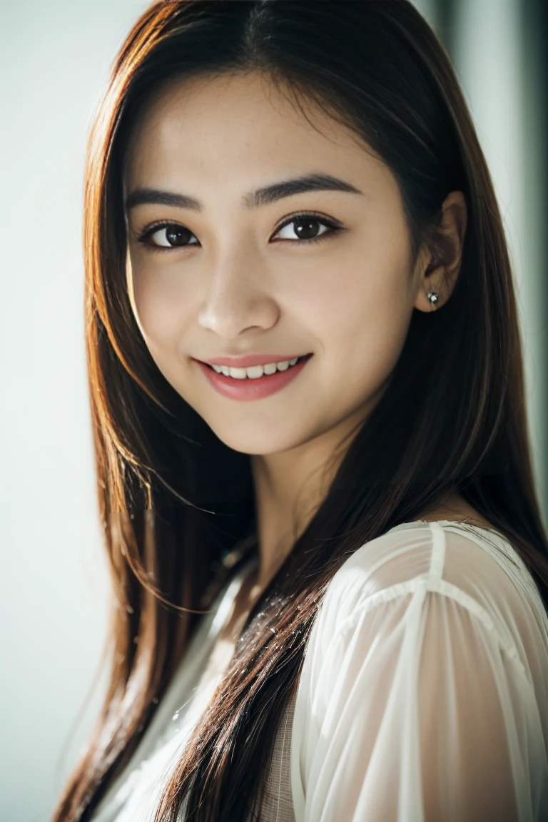 Ultra-realistic, supernatural, Beautiful and attractive oval face, Chinese young beauty, Wearing a tight, comfortable dress, Full body photo, seductive long legs, Capture with Sony A7R with F1.2 lens, Long, straight black hair, Beautiful and expressive eyes, Very detailed顔, Detailed lips, Fine grain, double eyelid, Intricate details, Cinematic atmosphere, 8K, Very detailed, A radiant smile