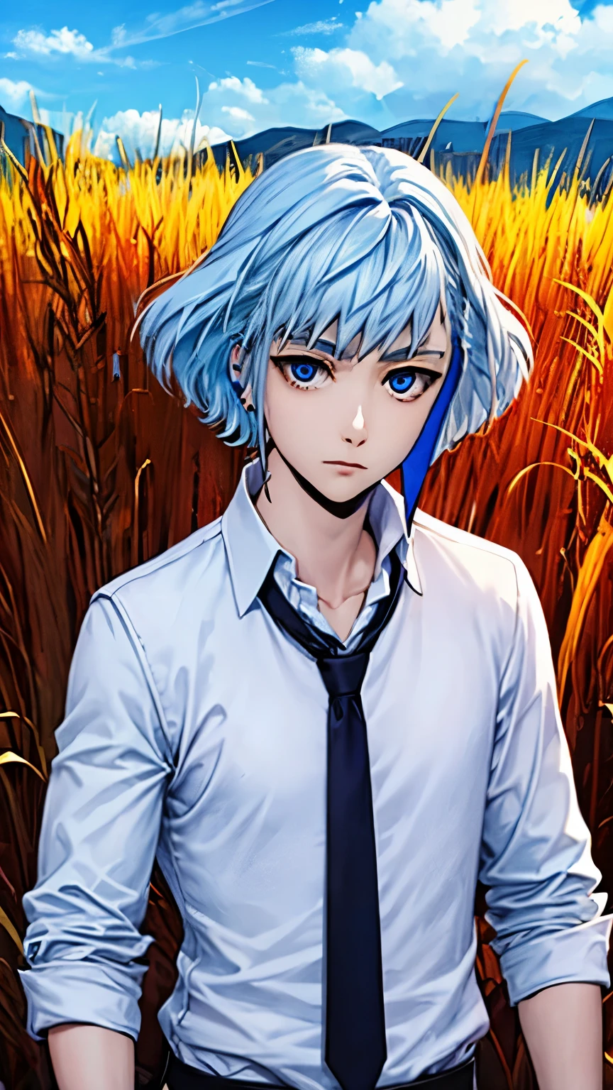 masterpiece, 最high quality, high quality, One boy, alone, Male Focus, View your viewers, Upper Body, Aguero_Agnes_when, Blue Hair, blue eyes, Multicolored Hair, 