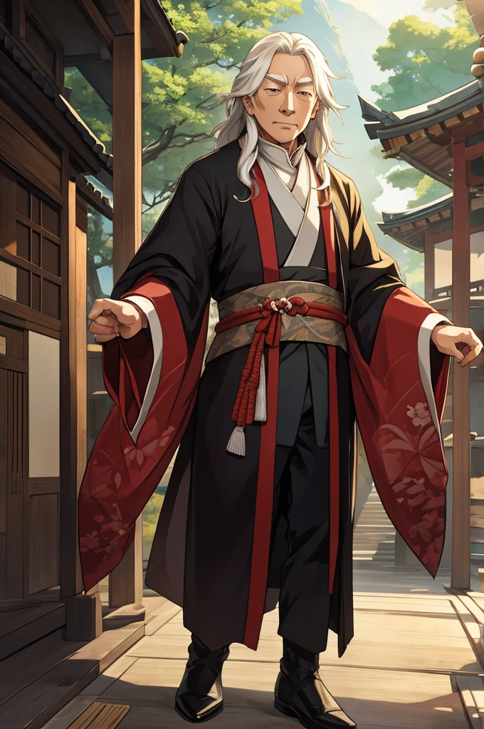 "A historical portrait of Eiichi Shibusawa with a subtle blend of traditional Japanese and historical elements in the background, creating an engaging and intriguing introduction."