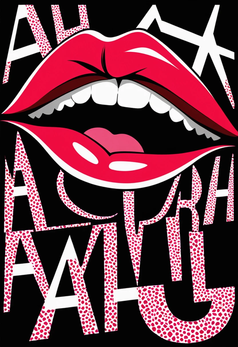 Stylized graphic image featuring a pair of red lips against a black background. The lips are open, revealing white teeth and a pink tongue. Inside the mouth, the word 'AHH' is displayed in bold, white, uppercase letters. The overall design is simple and striking, with a focus on the contrast between the red lips, white text, and black background.