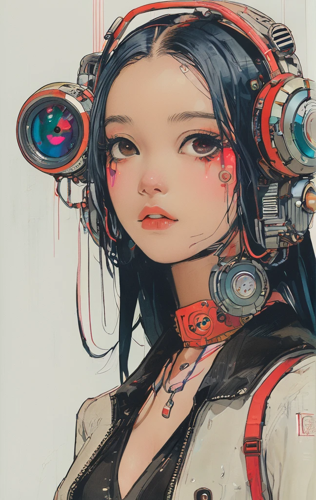 Girl with futuristic goggles and red eyes, digital cyber punkアニメアート, デジタルcyber punk - アニメアート, anime cyber punk art, cyber punkアニメアート, Cyborg - Silver Haired Girl, ダークcyber punkイラスト, cyber punkアニメの女の子, female cyber punkアニメの女の子, cyber punkをテーマにしたアート, cyber punkアニメの女の子 mech, cyber punkアートスタイル, cyber punk サイボーグ. Rose, advanced digital cyber punk art、hacking techniques, sf, cyber punk, Data Stream, (masterpiece, Highest quality, Realistic, Very detailed:1.2), (Purple glow:1.1), Pixelated, twist, Half Shot, (One girl), (Sparkling Eyes:0.8), Simple Background, Shadow, lipstick,The goggles have information written on them.。