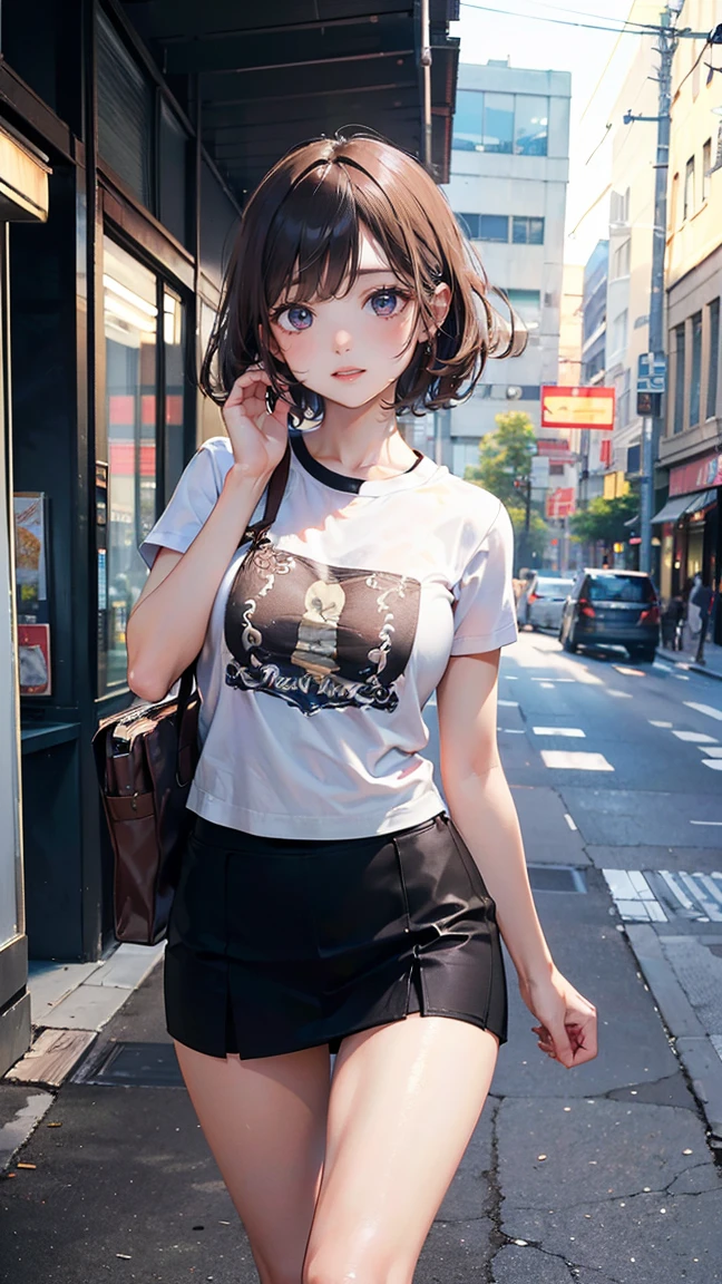 (masterpiece:1.2, top-quality), (realistic, photorealistic:1.4), beautiful illustration, (natural side lighting, movie lighting), nsfw,
looking at viewer, 1 girl, japanese, high school girl, perfect face, cute and symmetrical face, shiny skin,
(short hair:1.5, bob cut:1.6, brown hair), blunt bangs, hair between eyes, grey eyes, drooping eyes, slant eyes, long eye lasher, (),
beautiful hair, beautiful face, beautiful detailed eyes, beautiful clavicle, beautiful body, beautiful chest, beautiful thigh, beautiful legs, beautiful fingers, pulling her shirt down, bra showing more skin,
((, no clothes, panties )), more skin,
(beautiful scenery), evening, (park, cityscape in the distance), walking, (lovely smile, upper eyes),