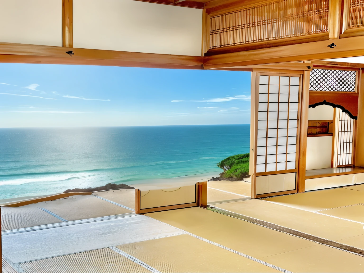 View of the sandy beach and the distant sea from the room、A dazzling ocean view with a summery atmosphere、wood々A great spot where you can see the sandy beach and the ocean in the distance.、Beautiful summer sea and sandy beach、A natural landscape