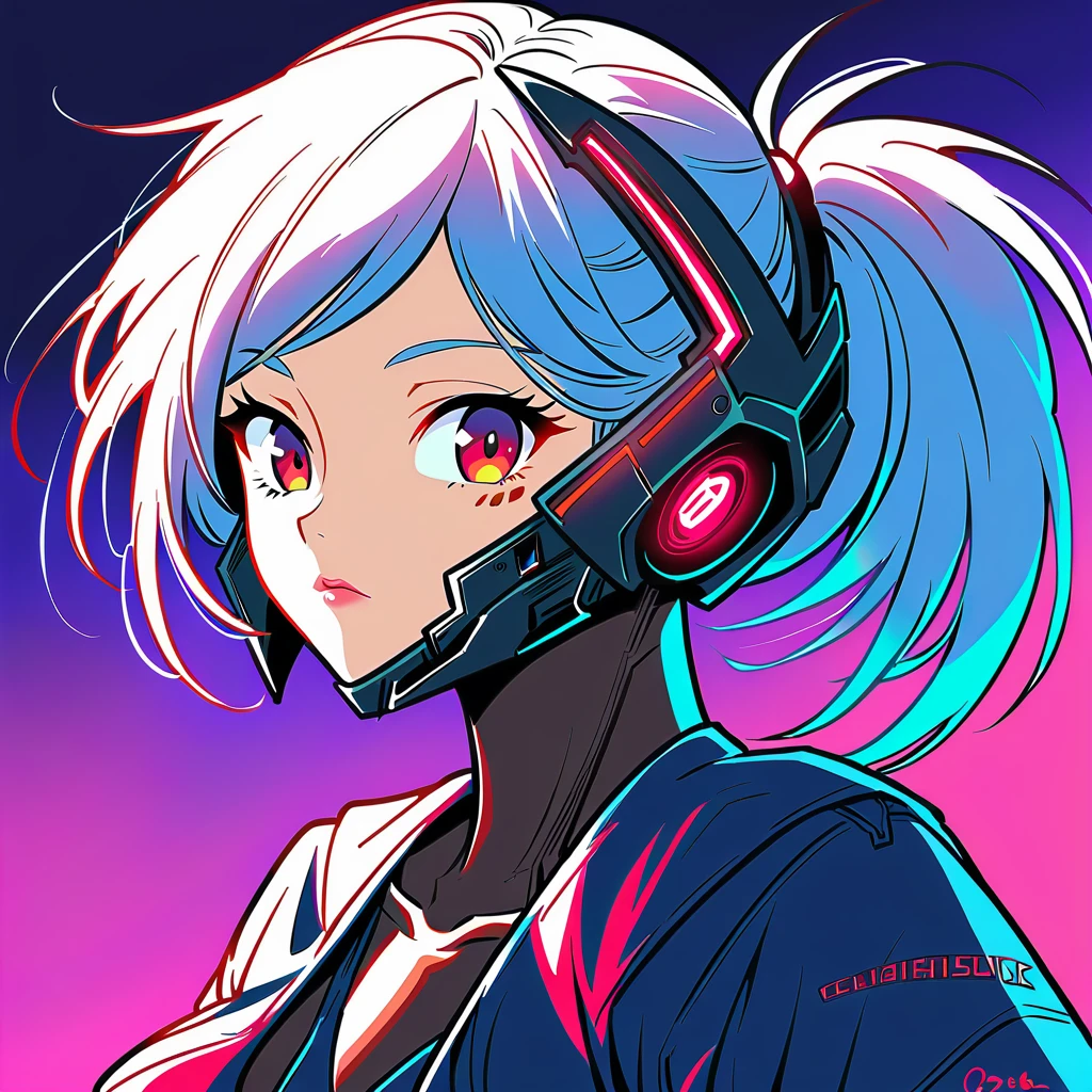 Anime girl with futuristic headgear and red eyes, digital Cyberpunk anime art, Digital Cyberpunk - Anime Art, anime cyberpunk art, Cyberpunk anime art, Cyborg - Silver Haired Girl, Dark Cyberpunk Illustration, Cyberpunk Anime Girl, female Cyberpunk Anime Girl, Cyberpunk themed art, Cyberpunk Anime Girl mech, Cyberpunk art style, Cyberpunk Cyborg. rose, advanced digital cyberpunk art