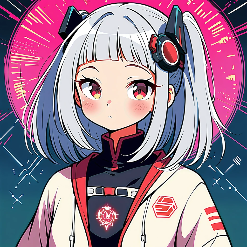 Anime girl with futuristic headgear and red eyes, digital Cyberpunk anime art, Digital Cyberpunk - Anime Art, anime cyberpunk art, Cyberpunk anime art, Cyborg - Silver Haired Girl, Dark Cyberpunk Illustration, Cyberpunk Anime Girl, female Cyberpunk Anime Girl, Cyberpunk themed art, Cyberpunk Anime Girl mech, Cyberpunk art style, Cyberpunk Cyborg. rose, advanced digital cyberpunk art