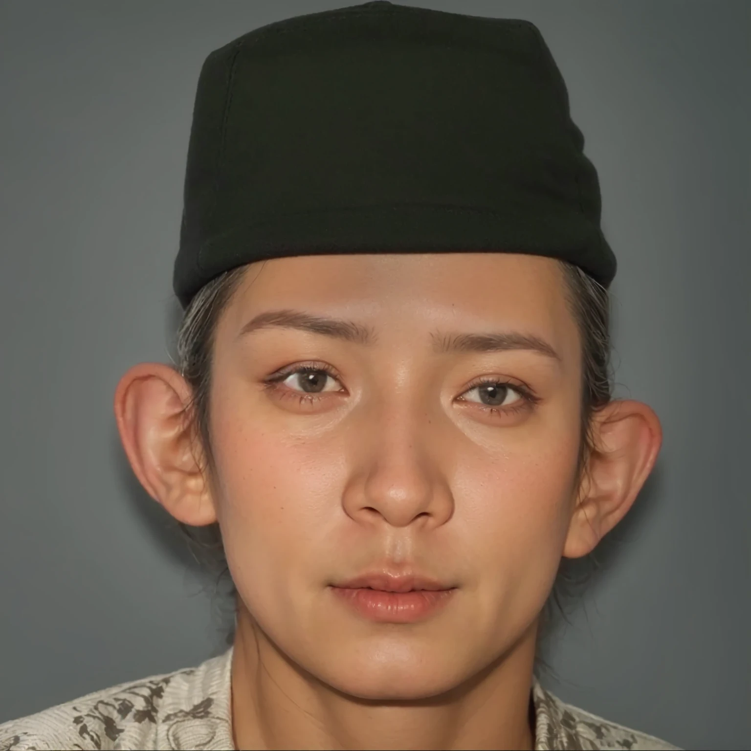 Make this photo look realistic and detailed, arafed man with a black hat and a brown batik shirt, realistic restored face, south east asian with round face, photo-realistic face, asian human, ramil sunga, realistic portrait photo, generate realistic face, realistic face and body hybrid, ultra detailed portrait, very detailed potrait, realistic portrait photo, close up potrait, profile portrait, very detailed face, very realistic face, very perfected face, very detailed clothes, very realistic clothes, very perfected clothes