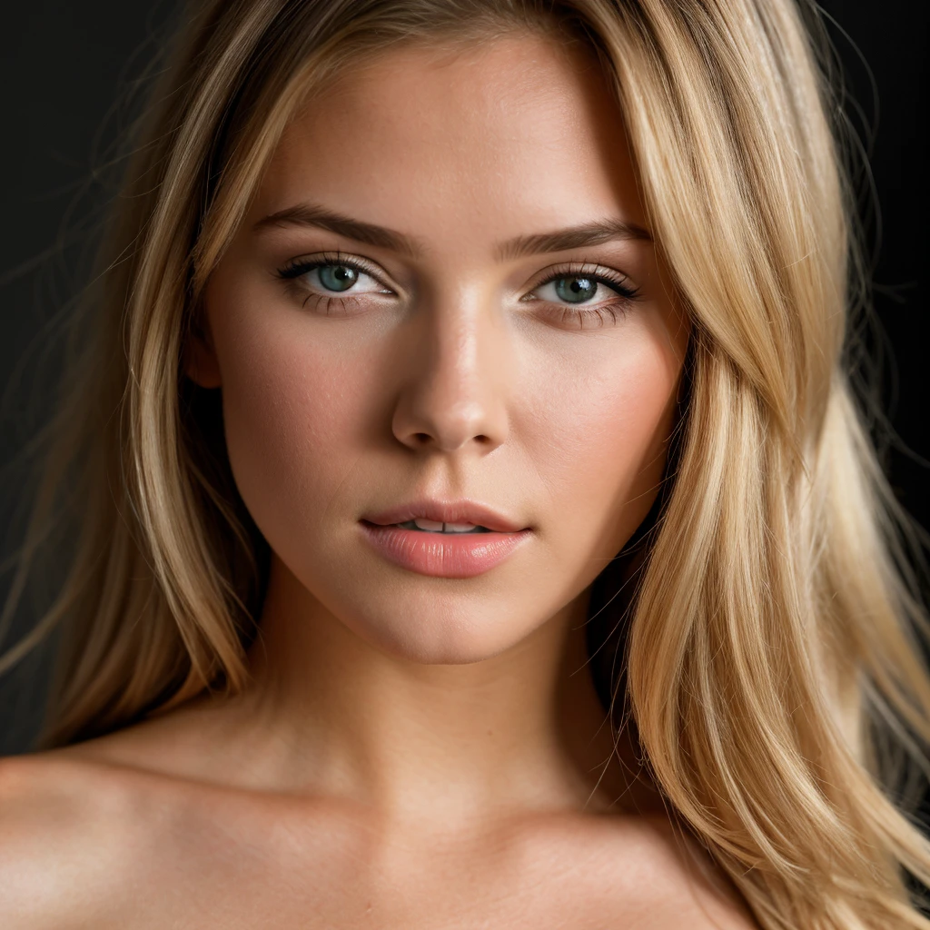 young girl, natural blonde, medium tits she is dressed in a sexy, elegant black dress, photo taken on a white background. face close-up Ultra-high resolution,  (photorealistic: 1.4), high resolution, (brown eyes), (finely detailed skin), (perfectly proportioned) (photo realistic) (masterpiece) (photorealistic), ultrarealistic (Best Quality) (Detailed) photographed in a Canon EOS R5, 50mm Lens, F/2.8, (8K) (Wallpaper) (Natural lighting) (Convoluted) Fashion