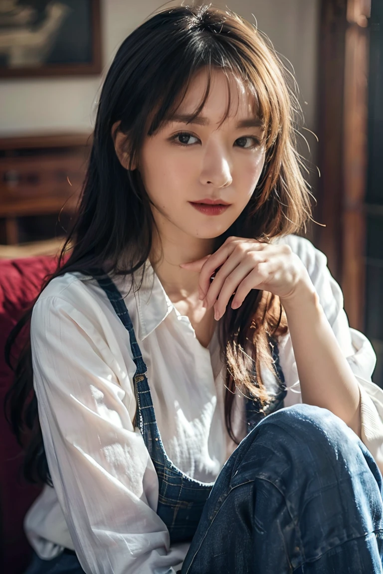 Highest quality, masterpiece, Ultra-high resolution,(Realistic:1.1),Professional Lighting, Physically Based Rendering, (1 Girl ), (Beautiful female college student), bangs,Jeans Apron、 Browsing Caution,Looking at the audience, (take up:1.3) (Beautiful and detailed: 1.2),Beautiful and detailed nose, Day, Bright face with light hitting it from the front, 1 Girl 、gloves grey_Hair_Decorative hair_that&#39;everywhere_One_big eye hair clip_tits _gloves、(The principle of not wearing underwear、The principle of living naked)、((((Beautiful breasts Like a work of art、Artistic chest、Artistic areola、Artistic nipples、Like a work of art、Depict private parts clearly、Strong sexual language))))、NSFW