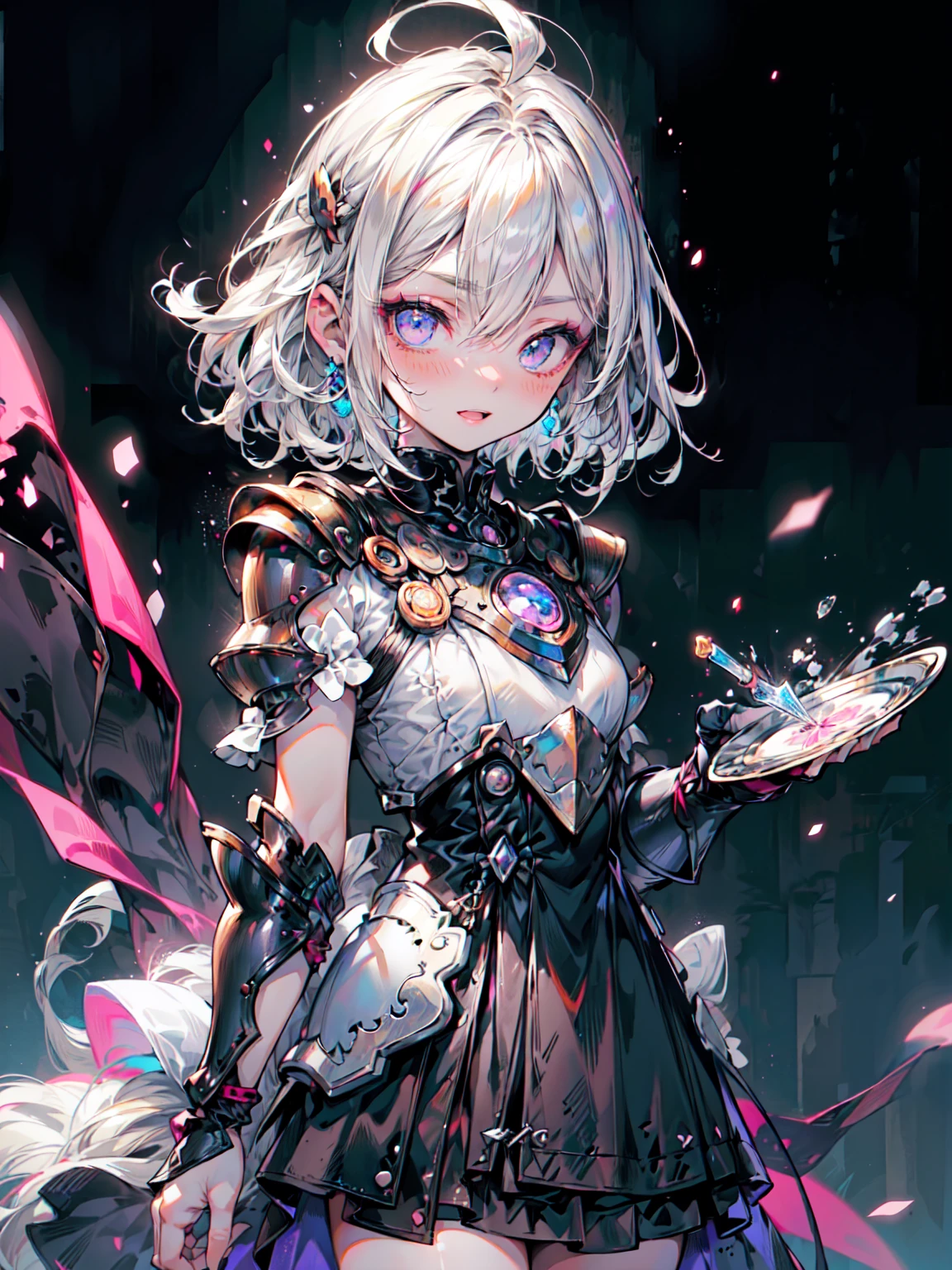 super high quality、8K quality、High resolution、Image quality captured with a single-lens reflex camera、(SFW)、Perfect Anatomy、(cherry blossoms🌸がテーマ）Oiranメカガール、Beautiful blonde 20 year old girl.Orange eyes、(Good shape、Normal chest、Cleavage)、3d realistic black machine parts、（Shoulders and one leg are exposed:1.2）(Rear mechanical unit)、break(Wear a bright pink outfit、Long hem、Oiran:1.2)(Mechanical parts below the elbows and knees:1.3)break、（Perfect Anatomy:1.4）break(Cherry-blossom viewing、Raise one hand、avert your eyes:1.2)cherry blossoms々(渡月橋の周囲に舞うcherry blossomsの花びら:1.3)(Portrait Angle)、break、(Dark Elf), (1 Girl), alone, Perfect Face, Get used to it, Ahoge, ((Long Hair:1.2)), (Hair above one eye:1.3), [[Messy Hair]], Shiny blonde white hair, Purple eyes, Variegated eyes, Colorful Hair, Shining Eyes, (eyelash, eye shadow, pink eye shadow), bright, smile, Design Art：haruhiko mikimoto, by Kawashi, By Yoshitaka Amano, Dark Skin