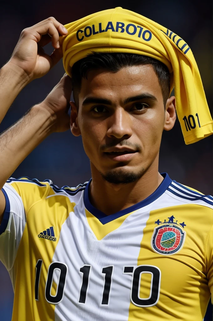 with the Colombia national team shirt with the name "NONITO" and number 10
