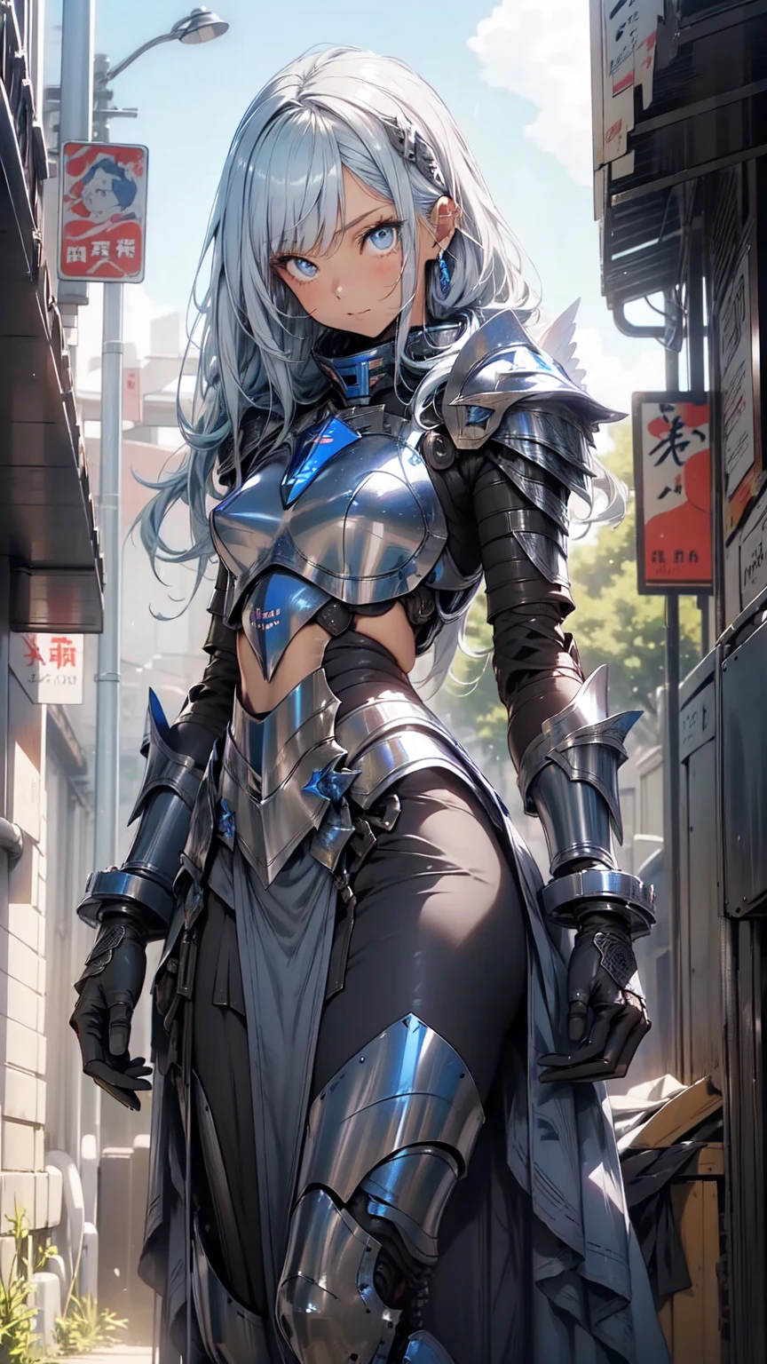 (Subtle manga style:1.1), Cool Beauty, (One Woman:1.0), (20-year-old:1.0), (Small breasts:1.2), Outdoor, Day, sunny, Outdoorで飛ぶ, Over European cities, (Wide Shot:1.0), (Written boundary depth:1.1), (From the side: 0.7), (From above:1.0), Blake、(Anime Face:1.0), (Clear blue eyes:1.0), (Cybernetic Genoid:1.1), (Very detailed mech suit:1.3), (Blue Gothic Breastplate:1.2), (Long silver hair:1.0), (Blue luxury armor skirt:1.3), (Decorative embroidery:1.0), (Angel Wings:1.1), Mouth closed、