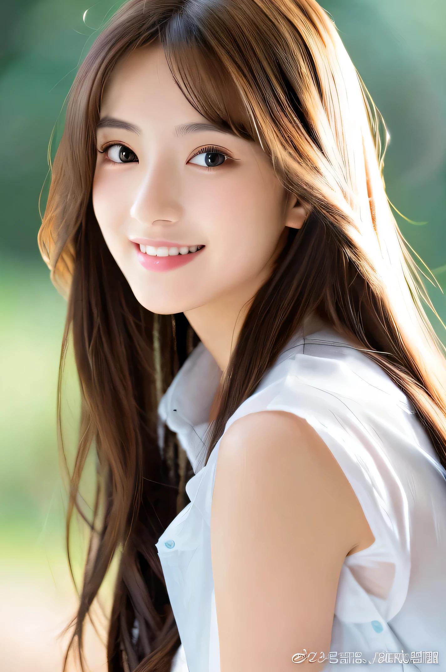 (((8k,Attention to detail,Attention to detail、highest quality,masterpiece,Attention to detail,shirt,See through))),RAW Photos & Realistic atmosphere,Beautiful dark eyes,Mouth Details,Glossy lips,Thin eyebrows,beautiful Eyes、Soft white skin that shines in every detail、Her deep black eyes are very beautiful,Very beautiful face,Very beautiful face、A vivid face,beautiful, Glistening lips,beautiful Eyebrows,Infinite Reality, Realistic Young Gravure Idol,Very cute woman , Young Gravure Idol, Young Gravure Idol, とても美しくてかわいいbeautiful 21 year old beauty,Incredibly beautiful and elegant,beautiful 21 year old beauty,Natural soft light,(Shiny Hair,,beautiful and kind eyes:1.5),A kind smile,Shapely breasts,Long Hair,beautiful posture,No makeup,Let's take a look at the camera,(((White shirt,See through)))