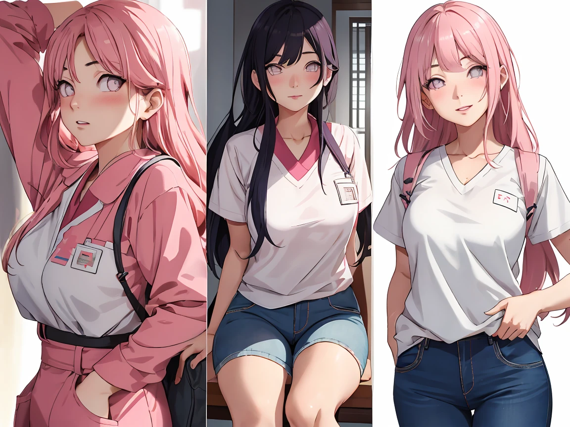production, , Hinata\(Boruto Naruto Next Generations\), 1 Girl, Solitary,Mature female, View Viewer,Perfect composition, detailed lips, big乳房, Pretty Face, Body Proportions, blush, (Pink lips), Long hair, Purple Eyes, Gentle eyes, Sad smile, Surreal, detailed, photo shoot, Realistick faces and bodies,(穿着Nurse,Nurse,头上戴着Nurse头饰,Wear extra-short jeans,White stockings,There's a rabbit tail tied to the buttocks),(Sweating,big量Sweating,blushlush,blush,我满脸big汗,blushlush),(big),In luxury hotels,lie on bed,Charming pose,