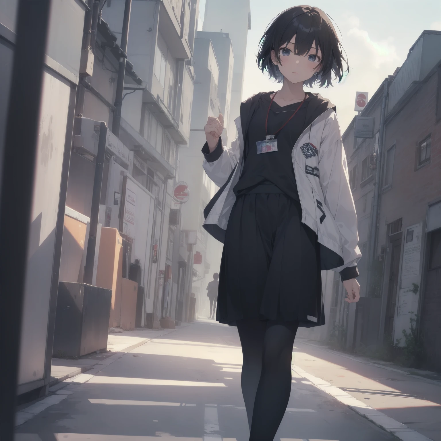 ultra-absurdres-Top quality by artist God, ultra-detailed, high resolution, anime moe artstyle, best anime 8k konachan wallpaper, pixiv contest winner, pool:2810, perfect anatomy,break, 1girl, (Please draw a girl walking sleepily to school alone. )break,(Solo,little female, 13-year-old:1.3),Full limbs, complete fingers,a junior high school student, (very short hair), short cut, flat chest, , small butt, small black eyes, beautiful detailed eyes, well-proportioned iris and pupils, expressive eyes, highres detailed hair, soft expression, school_uniform, pleated skirt,(Detailed Lighting), (Detailed background), in the School commute route. break,super detailed skin, Best cinematic lighting powered by famous artist, 8k,beauty illustration,photoshop_(medium),very aesthetic,break,((artist:tomose_shunsaku )), artist:clamp ,artist:carnelian ,artist:kantoku ,
