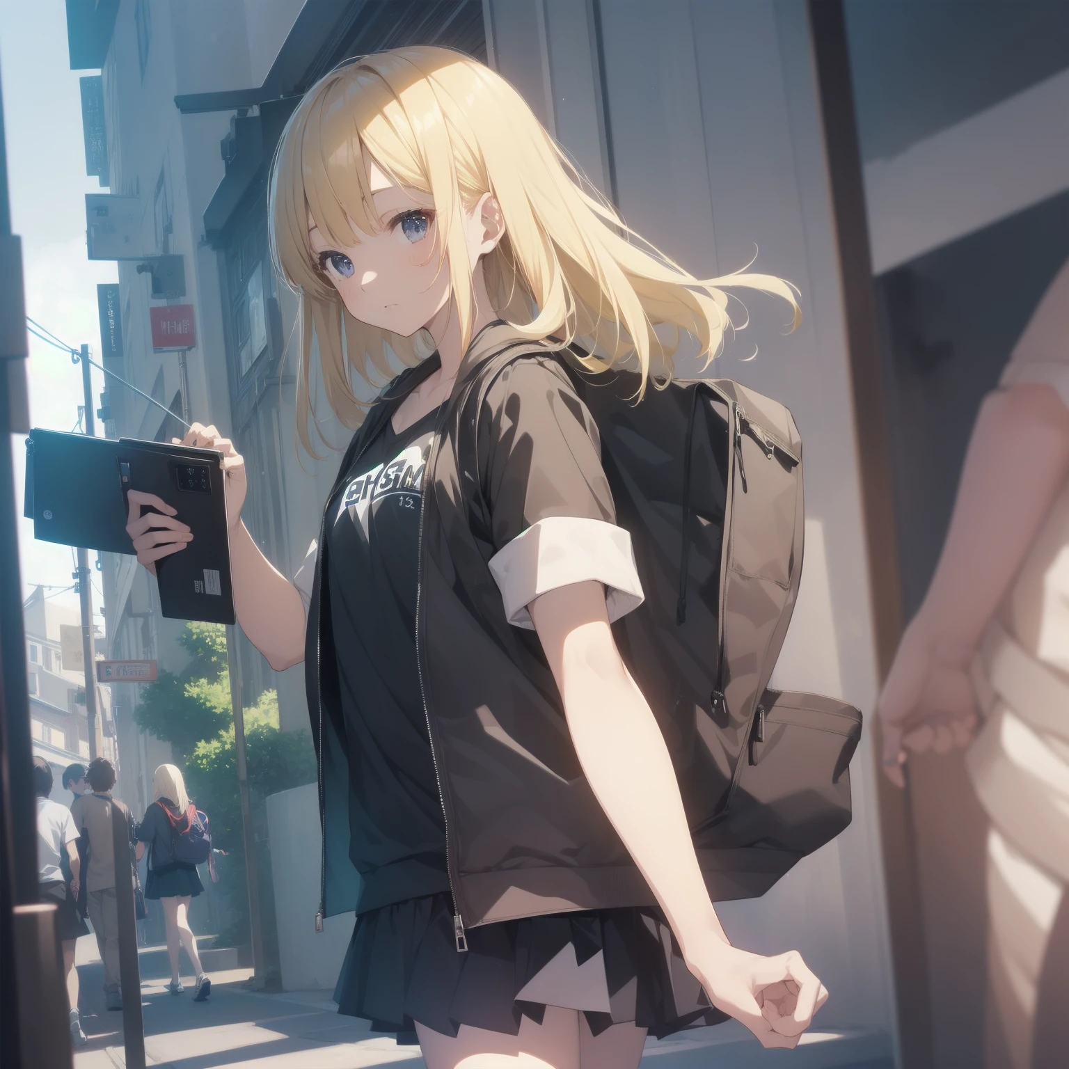 ultra-absurdres-Top quality by artist God, ultra-detailed, high resolution, anime moe artstyle, best anime 8k konachan wallpaper, pixiv contest winner, pool:2810, perfect anatomy,break, 1girl, (Please draw a girl walking sleepily to school alone. )break,(Solo,little female, 13-year-old:1.3),Full limbs, complete fingers,a junior high school student, (very short hair), short cut, flat chest, , small butt, small black eyes, beautiful detailed eyes, well-proportioned iris and pupils, expressive eyes, highres detailed hair, soft expression, school_uniform, pleated skirt,(Detailed Lighting), (Detailed background), in the School commute route. break,super detailed skin, Best cinematic lighting powered by famous artist, 8k,beauty illustration,photoshop_(medium),very aesthetic,break,((artist:tomose_shunsaku )), artist:clamp ,artist:carnelian ,artist:kantoku ,