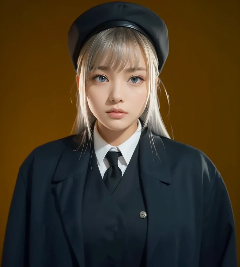 (photorealistic:1.37, hyperrealistic), ((wide angle))
1girl,solo, with serious face and closed mouth, round face,(HQ skin:1.8),(random pose) ((red beret hat with golden eagle medal in the front middle)),((militar uniform:1.8)),(condecorations:1), black turtleneck shirt,
standing at militar camp outdoors and at distance is visible an spaceship