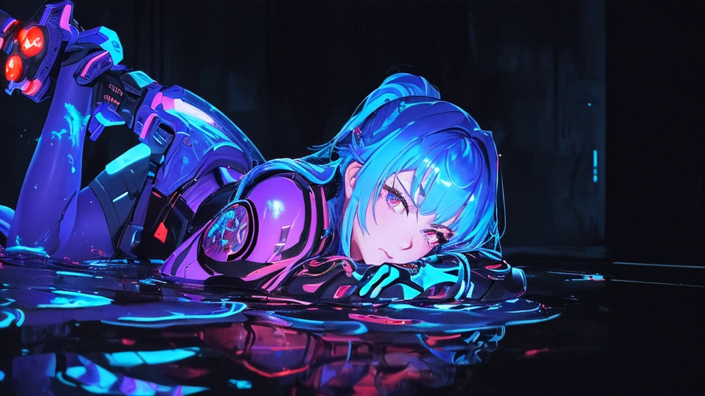 photoshot, high qualiy, (close-up of 1 girl), to8Contrast Style,mechanical arms, cyborg, slime colored skin, liquid slime skin, arms up, facial mask, gooey girl, Eyes red,(((alone in the dark, Tokyo background at night, AB, hard shadows, deep contrast))), pantyhose, blue lights, model shoot style, breasts small,(Extremely detailed CG 8k unity wallpaper), whole body,  most beautiful works of art in the world, trends on artstation, trends at CGsociety, intricate, high détail, sharp focus, dramatic, night starry sky, photoshotrealistic painting art by midjourney and ilya kuvshinov,