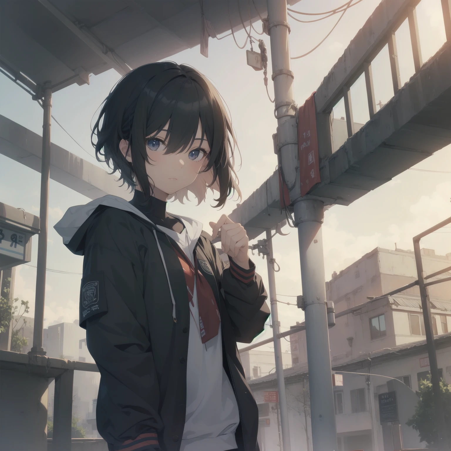 ultra-absurdres-Top quality by artist God, ultra-detailed, high resolution, anime moe artstyle, best anime 8k konachan wallpaper, pixiv contest winner, pool:2810, perfect anatomy,break, 1girl, (Please draw a girl walking sleepily to school alone. )break,(Solo,little female, 13-year-old:1.3),Full limbs, complete fingers,a junior high school student, (very short hair), short cut, flat chest, , small butt, small black eyes, beautiful detailed eyes, well-proportioned iris and pupils, expressive eyes, highres detailed hair, soft expression, school_uniform,  pleated skirt,(Detailed Lighting), (Detailed background), in the School commute route. break,super detailed skin, Best cinematic lighting powered by famous artist, 8k,beauty illustration,photoshop_(medium),very aesthetic,break,((artist:tomose_shunsaku )), artist:clamp ,artist:carnelian ,artist:kantoku ,
