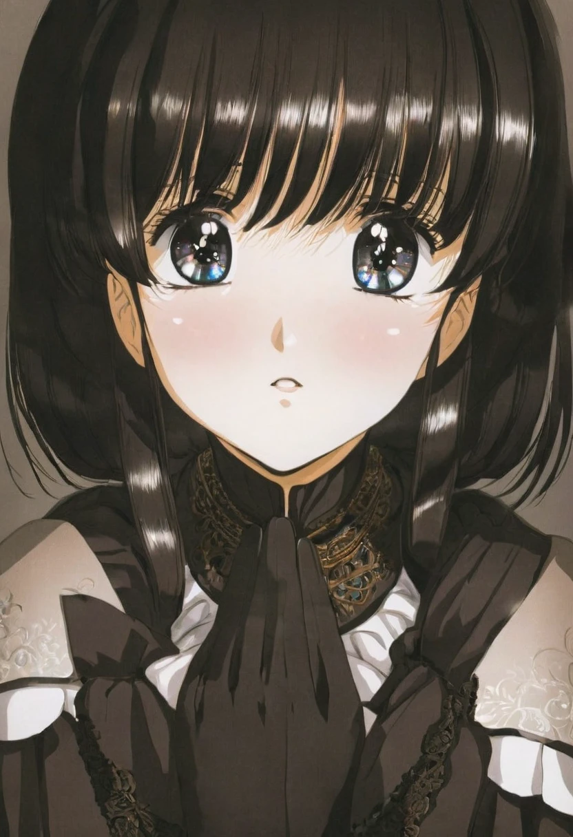beautiful, masterpiece, Highest quality, ((Cute eyes), (Delicate face)), Hello, animation, One girl, same,, Portrait Photography, Observe the audience, Intricate details,, ((Strong contrast between light and dark)),, (Five fingers, beautiful手形, 1.5)),