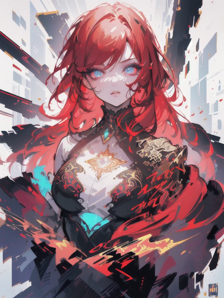 Red hair color,(masterpiece, best quality),(1 lady),(solo),(artstation),(dynamic),(charming),(magical),(unreal engine),(fantastically beautiful),(illustration),(dramatic lighting),(rave background),(neon glow),(maximalist),(extremely detailed eyes and face),(long eyelashes),(intricate details),(vibrant colors),(cinematic lighting),(fantasy portrait)