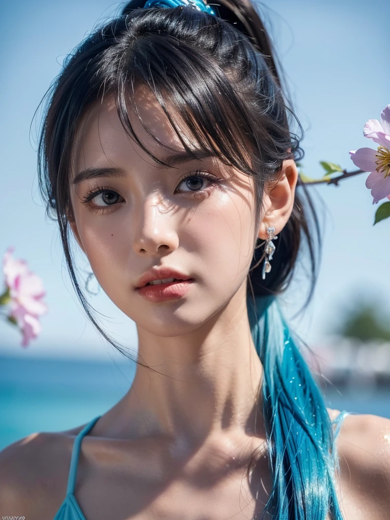 Highest quality, masterpiece, Ultra-high resolution, Supermodels soaking in Japanese hot springs, Outdoor hot spring, Stone hot spring, Moss and tree々Surrounded by, Super beautiful face, Pure Body, I can see my pores, (smile:0.8), Wearing split (Lace Headband:1.2), (realism:1.5), Original photo, Soaking wet, Sweaty, Bare shoulders, In the Dark, Deep Shadow, Modest, Cold Light