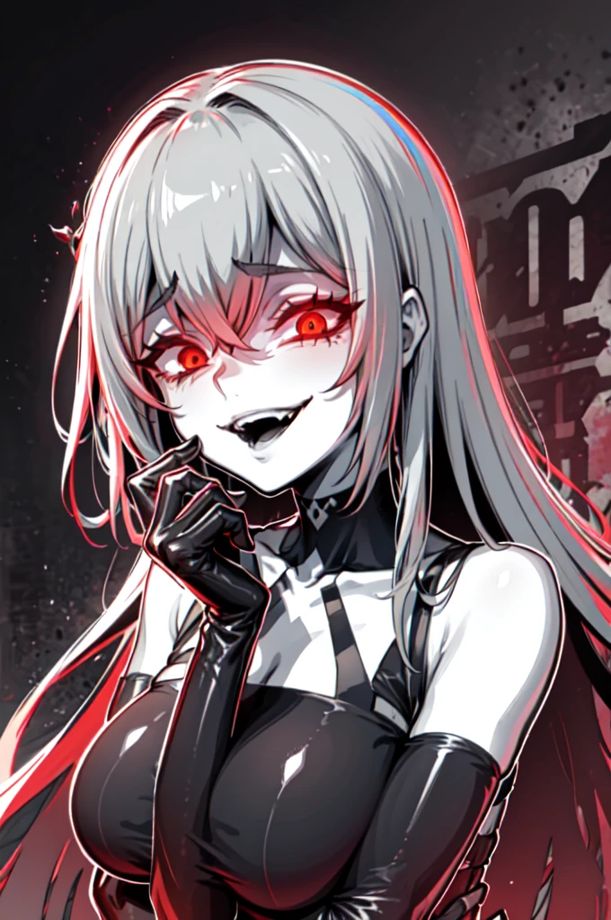 despair, haunting, collarbone,  thorns,hair between eyes, yoshitaka amano character design, style by NTY, morbid, solo (gesugao), gesugao facial expression, sadistic smile,  big ,to evil smirk,latex hands,latex fingers,too evil huge laugh,sadistic smile,deep shaded face,,smile worst,worst ridecule,too evil moukery,,laugh full of malice,elbow gloves,Human Ear,dark world background,Lewd
