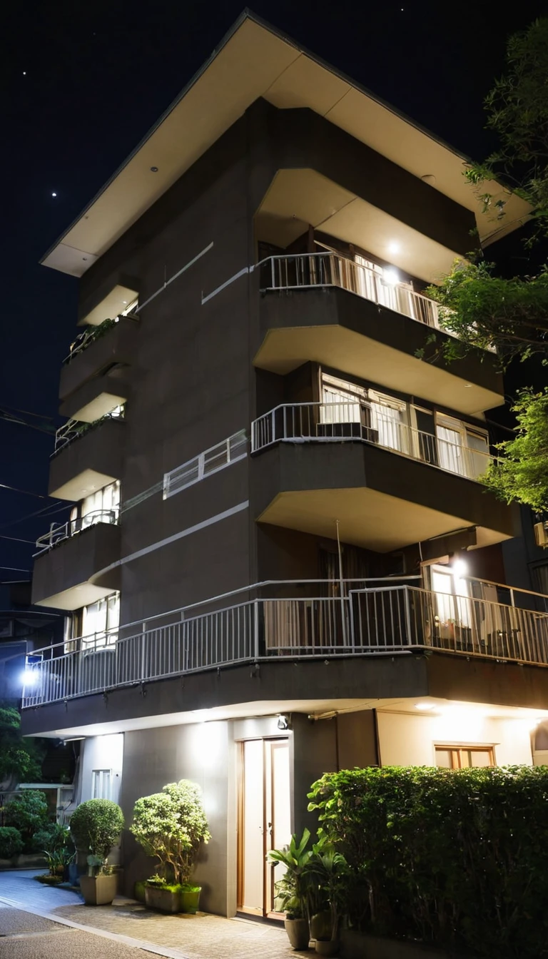 Exterior of the apartment、night、