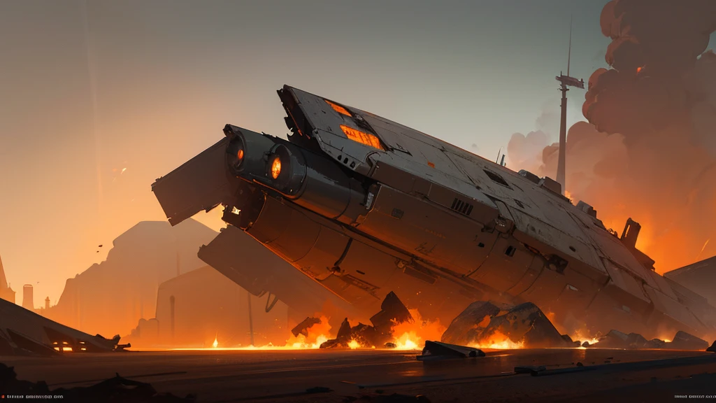 guerra futurista, with much destruction, muito tumulto, com raios laser sendo disparados, The scene shows itself from a distant viewing angle where, if you can see a whole war scene, com um unico guerreiro de armadura lutando contra varios soldados