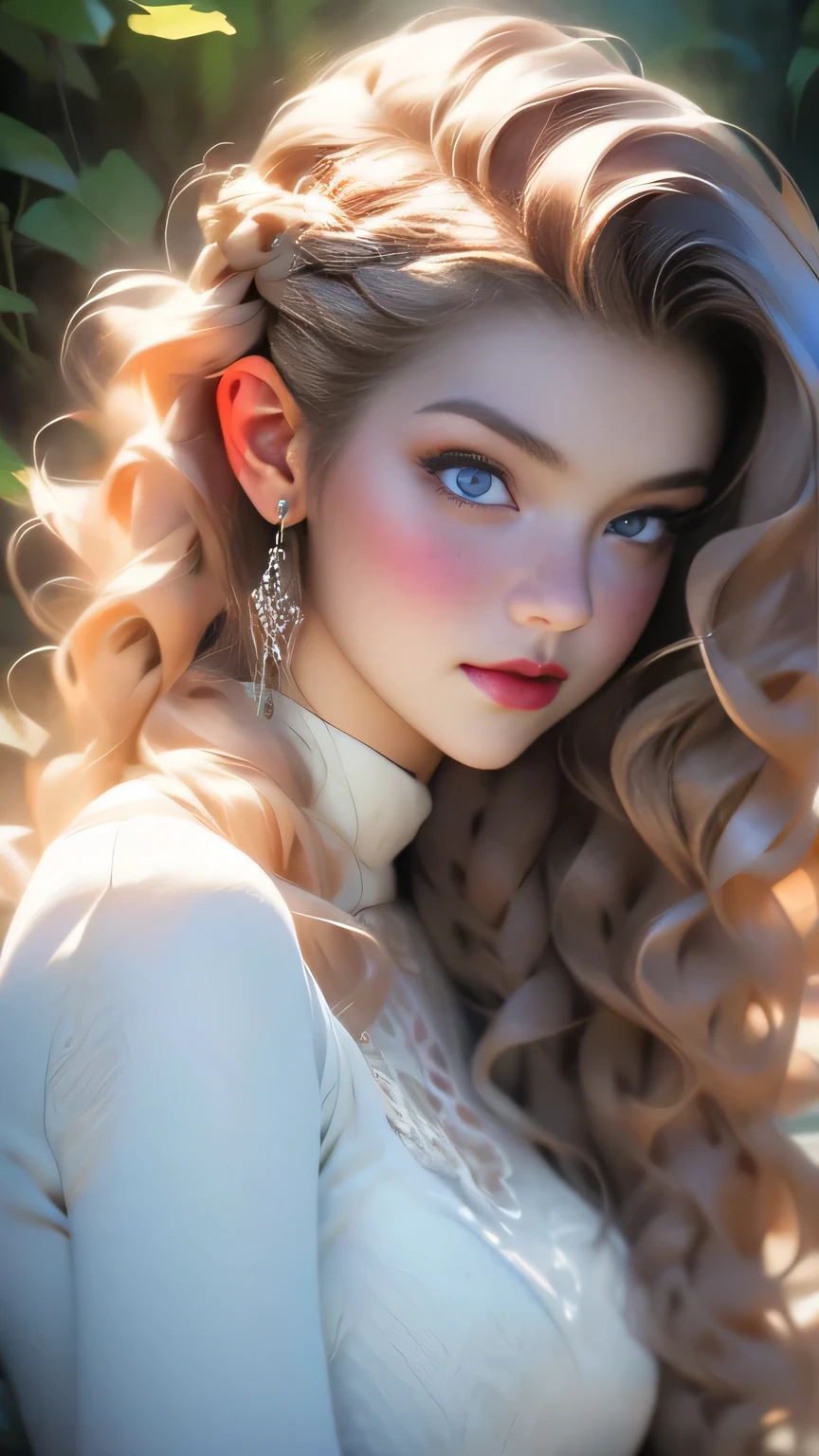1girl, crop top, beautiful detailed eyes, beautiful detailed lips, extremely detailed face and portrait, long hair, flowing hair, detailed hair strands, detailed skin texture, cinematic lighting, dramatic lighting, realistic, photorealistic, 8k, detailed background, detailed environment, detailed setting, fantasy, ethereal, dreamlike, soft pastel colors, cinematic composition, beautiful scenery, lush environment