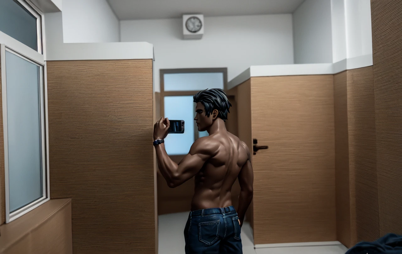 1boy、Photo Quality、Cute handsome man、Mash Hair、Japanese male, 、Completely naked、Full nudity、erection、Huge penis、Highest quality、Realistic、beautiful、Back view、Wearing VR goggles、Butt Exposed、A crowded electronics store