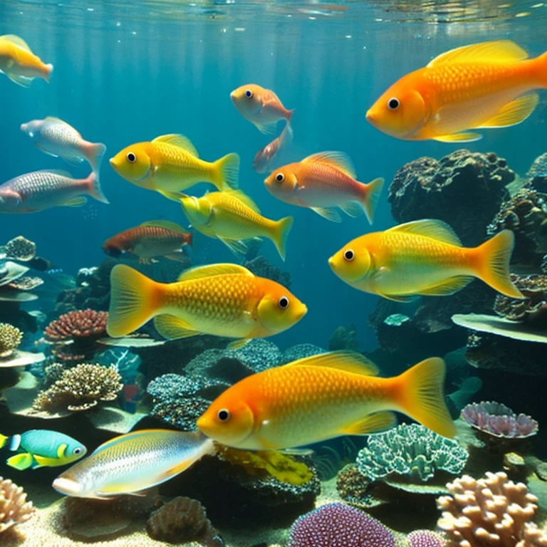 A group of guppy fish that look beautiful in the aquascape 