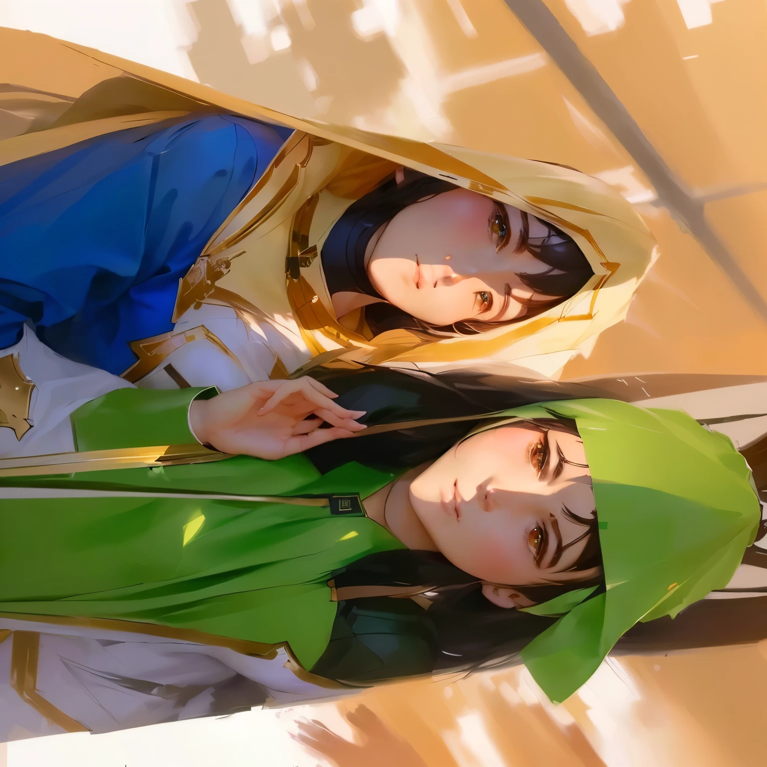 two women dressed in costumes standing next to each other, wlop and sakimichan, ruan jia and artgerm, artgerm and atey ghailan, anime cosplay, range murata and artgerm, artwork in the style of guweiz, made with anime painter studio, artgerm and ruan jia