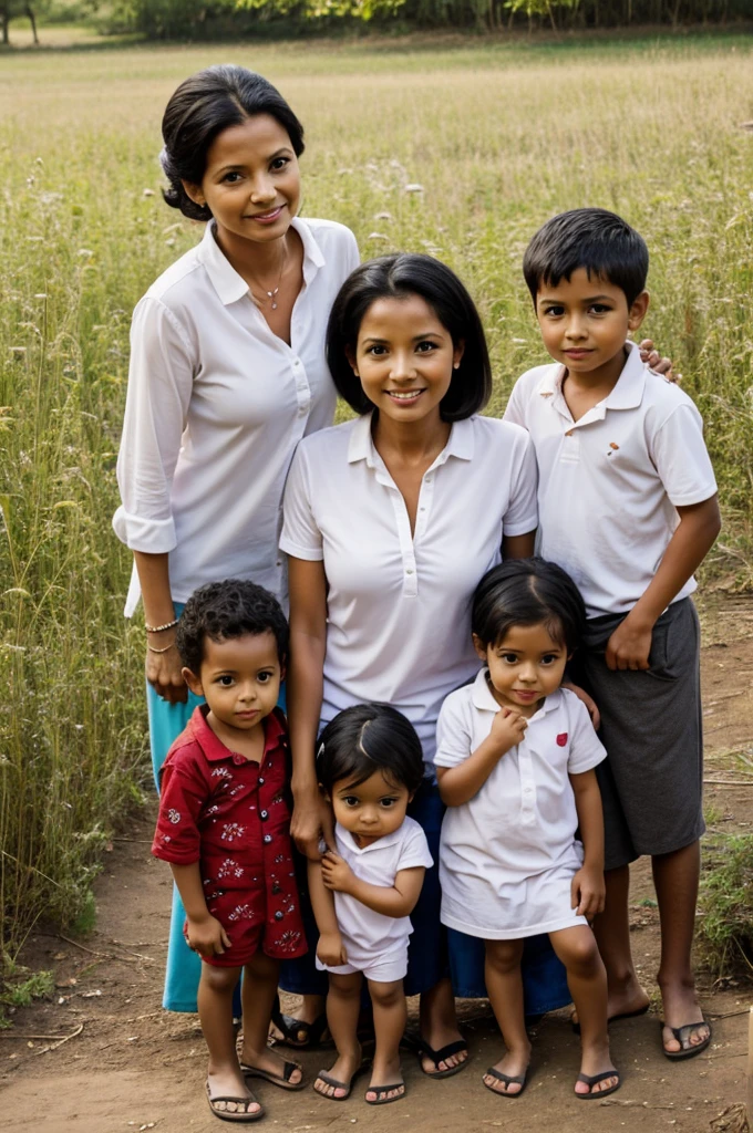 A mother with 3 children