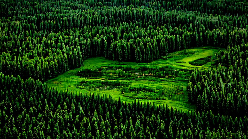 A Taiga Forest, with the grass floor, with streams 