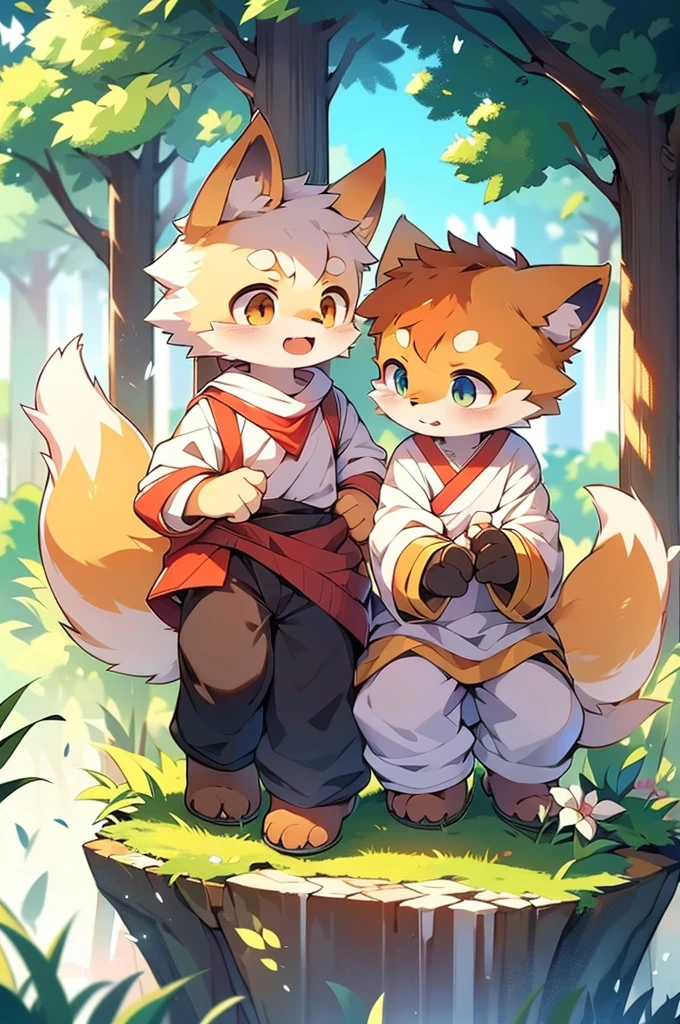 二人の少年が背を向けて棚の上に座っているAnime Styleの絵, Cute Anime, everyone, A cute boy, Fox Ears, Anime Style 4k, Furry Anime, Cute art style, 4k anime wallpaper, Anime Style, 4K Manga Wallpapers, Very very beautiful furry art, Anime Art Wallpapers 8K, Cute Anime style, kemono